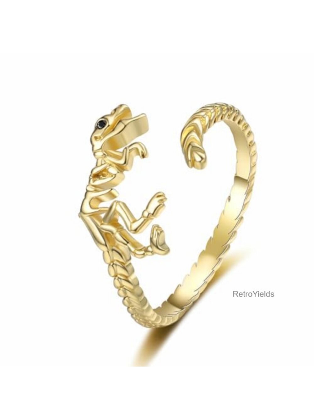 Dinosaur Skull Ring Punk Statement Open Thumb Adjustable Silver Plated Gothic